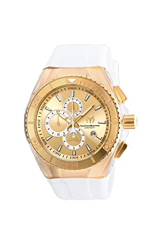 【中古】【未使用・未開封品】TechnoMarine TM-115046 メンズ クルーズ アナログ表示 クォーツ ホワイト 腕時計セット, Gold, クォーツ時計、クロノグラフ。｜AJIMURA-SHOP