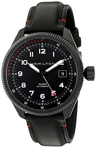 【中古】【未当て嵌める・未開封品】Hamilton ハミルトン メンズ 時辰儀 ウオッチ Men\u0027s \u0027Khaki Field\u0027 Swiss Automatic Stainless Steel and Leather Dress Watch, Color:Black (Model: