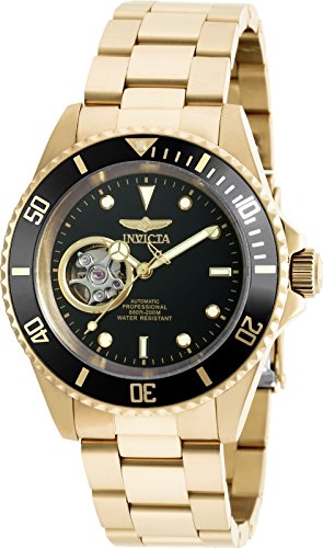 【中古】【未使用・未開封品】INVICTA Pro Diver Men 40mm Stainless Steel + Gold Plated Gold Black dial NH38A Automatic