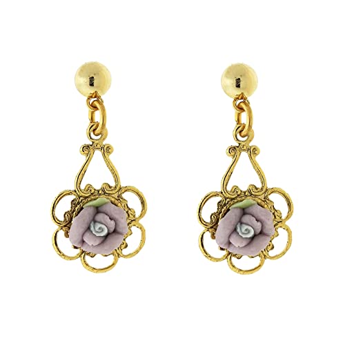【中古】【未使用・未開封品】1928 Jewelry 磁器ローズドロップイヤリング, X-Small, 金属, 宝石なし。