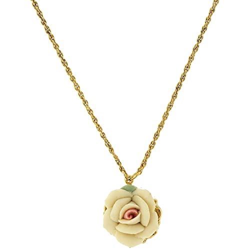 【中古】【未使用・未開封品】(1928ジュエリー) 1928 Jewelry ゴールド調磁器ローズペンダントネックレス 16インチ 16,110円