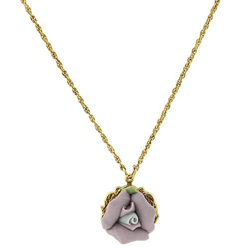 【中古】【未使用・未開封品】(1928ジュエリー) 1928 Jewelry ゴールド調磁器ローズペンダントネックレス 16インチ