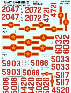 【中古】【未使用・未開封品】ベトナム戦争の北ベトナムMIGs(Mig 17,Mig 19,Mig 21)用デカール 第2部 プリントスケール 48-089