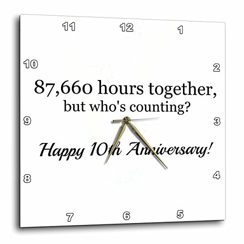 【中古】【未使用・未開封品】3dRose Happy 10th Anniversary - 87660時間一緒 - 壁掛け時計 13×13インチ (DPP_224655_2)