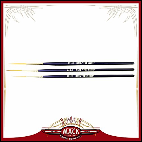 【中古】【未使用・未開封品】Set of 3 Size 0-2 Series 444 The Virus Scrolling Script Pinstriping Brush With Specially Blended Golden Taklon by Andrew Mack Brush