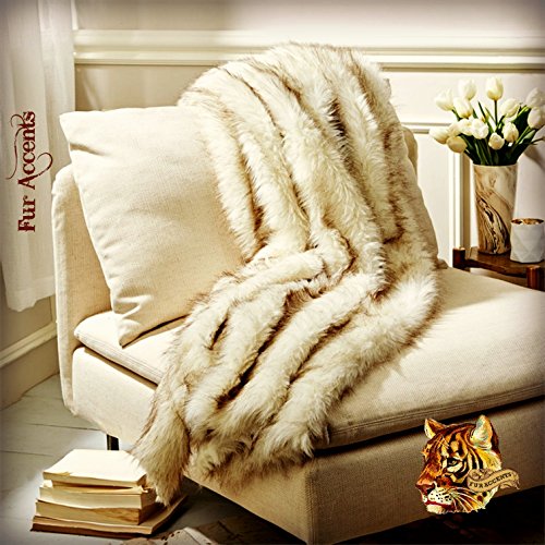 【中古】【未使用・未開封品】Premium FauxファーブラウンTip Arctic Fox Throw Blanket /ベアスキン/ホワイトウルフW /ソフトMinky Cuddleファー裏地 4'x5' ホワイト BTTB｜AJIMURA-SHOP