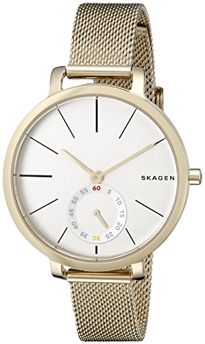 【中古】【未当て嵌める・未開封品】Skagen Hagenスチール写真メッシュウオッチ 34 粍 ゴールド声の調子
