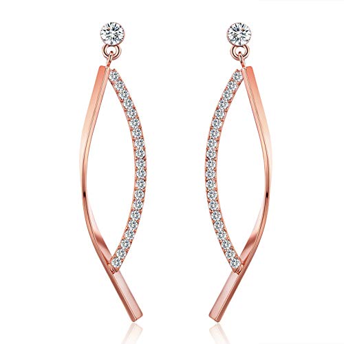 【中古】【未当て嵌める・未開封品】SBLING 18K Rose Gold Plated Cubic Zirconia Drop Earrings (1.5 cttw) その他-靴