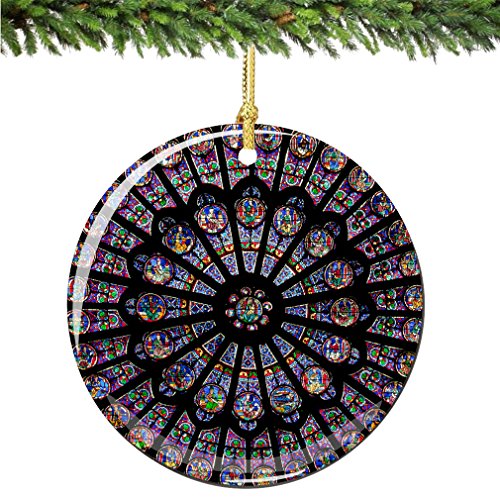 【中古】【未使用・未開封品】City-Souvenirs ダブルは、ノートルダム大聖堂、パリのクリスマスオーナメントを両面ローズウィンドウのクリスマスオーナメント、磁器2.75"|AJIMURA-SHOP