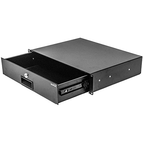 【中古】【未使用・未開封品】Navepoint 引き出し ラックマウント 19インチサーバーキャビネットケースまたはDJ用 錠と鍵付き 2U ブラック
