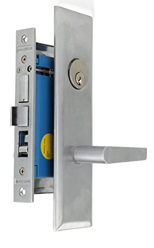 【中古】【未使用・未開封品】Maxtech Apartment/Office 高耐久 ほぞ穴 エントランス レバー ロックセット サテンクローム仕上げ 右利き用