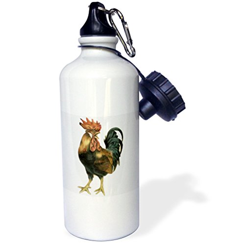 【中古】【未使用・未開封品】ローズWB _ 119023?_ 1ヴィンテージアンティーク鳥図Cock Rooster Chickenスポーツウォーターボトル、21オンス、ホワイト