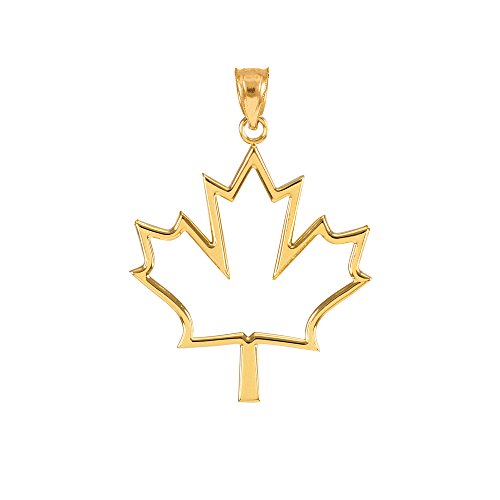 【中古】【未当て嵌める・未開封品】Canada Jewelry 高光輝10K黄色ゴールド 開けっ広げひな型 メープルリーフペンダント