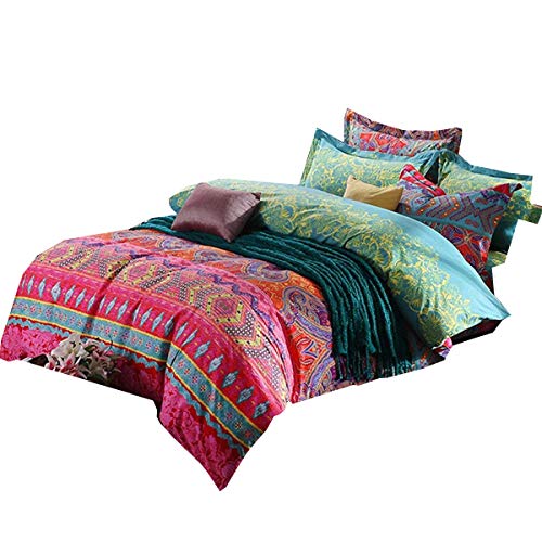 【中古】【未使用・未開封品】Newrara Home Textile、ボヘミアンスタイル布団カバーセット、ボヘミアンエキゾチック寝具セット、4ピース寝具セット、クイーン(クイーン)