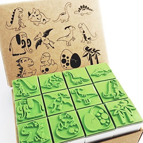 【中古】【未使用・未開封品】Np Crafts 12 Kids Dinosaur Rubber Stamps Set