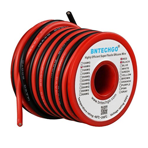 【中古】【未使用・未開封品】BNTECHGO 14ゲージ シリコーンワイヤー 超柔軟性 フレキシブルシリコーンケーブル線 6.09mブラックと6.09mレッド 長さ延べ12.18メートル 断熱範