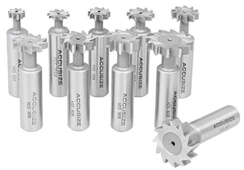 【中古】【未使用・未開封品】Accusize Industrial Tools 10 Pcs Hss Woodruff Key Cutter Set, 1/2'' Straight Shank, 3800-1101