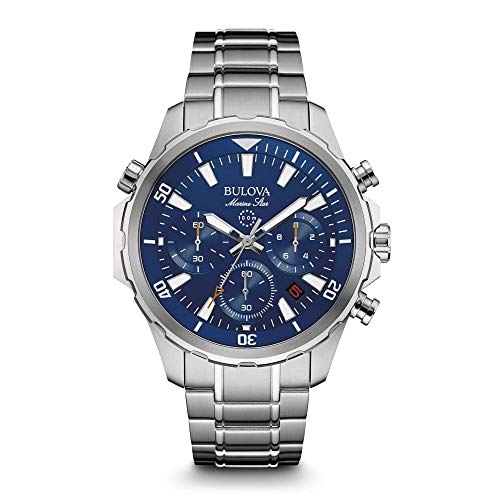 【中古】【未使用・未開封品】メンズ Bulova マリンスター クロノグラフウォッチ 96B256, ブラック, クロノグラフ。