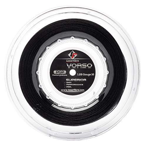 【中古】【未当て嵌める・未開封品】laserfibre???VOrsoテニスストリングリールブラック???(lfsr102r) 17G 黒いこと