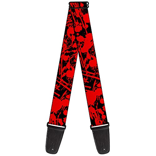 【中古】【未使用・未開封品】バックルダウンGS-W31921ギターストラップ - スプラッタブラック/レッド - 2\