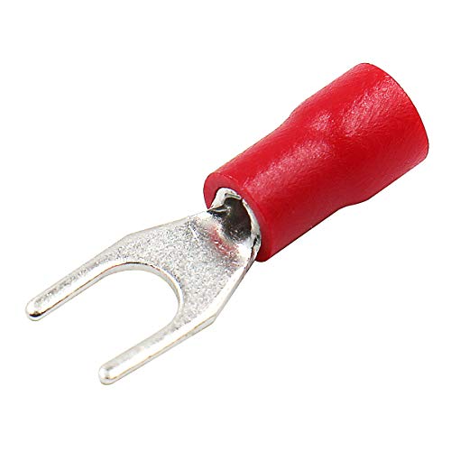 【中古】【未使用・未開封品】Baomain レッド絶縁フォークスペードワイヤコネクター 電気圧着端子18-22AWG 100個パック