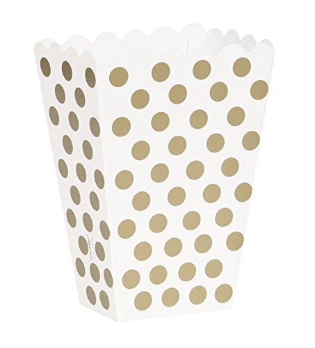 【中古】【未使用・未開封品】(Gold) - Unique Party Gold Polka Dot Popcorn Treat Boxes, Pack of 8