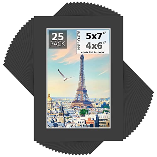 【中古】【未当て嵌める・未開封品】Mat Board Center, 5x7 Black Picture Mats with White Core for 4x6 Pictures by Mat Board Center
