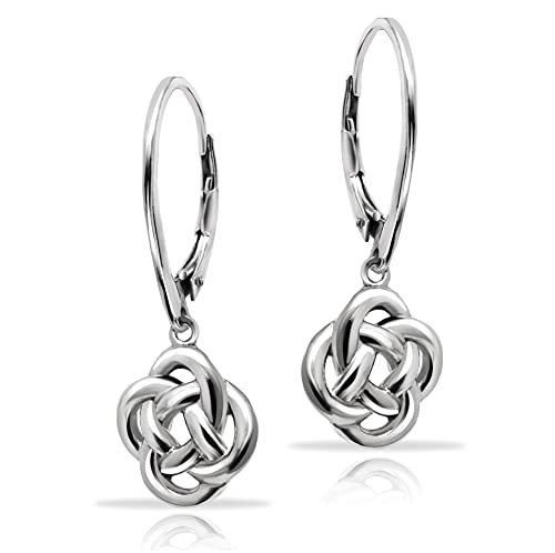 【中古】【未当てはめる・未開封品】Sterling Silver Love Knot Flower Dangle Leverback Earrings