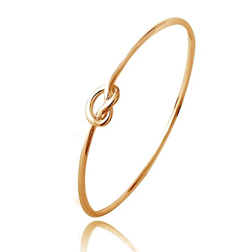 【中古】【未使用・未開封品】Hoops & Loopsスターリングシルバー光沢仕上げラブノットバングルブレスレット