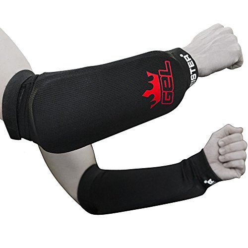 【中古】【未使用・未開封品】Meister MMA 伸縮性クロス 前腕ガード ジェルパッド付き (ペア) ブラック ユース/XS