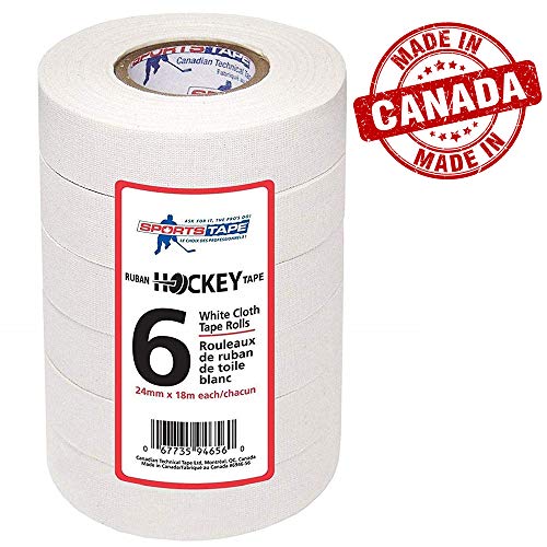 【中古】【未使用・未開封品】Sports Tape ホワイト ホッケーテープ 6ロール入り 幅1インチ 長さ20ヤード (布)