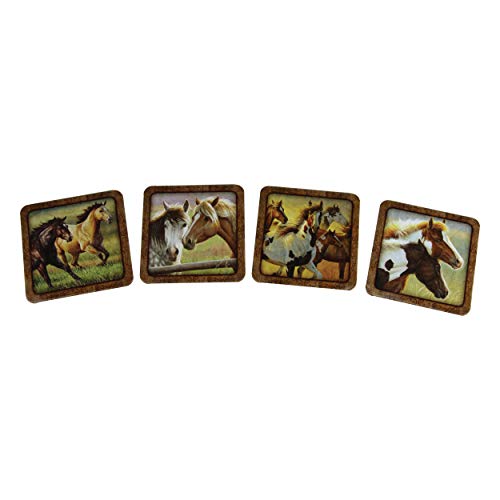 【中古】【未当て嵌める・未開封品】川の外辺部Horse 4?pc。キルクコースター仕掛ける