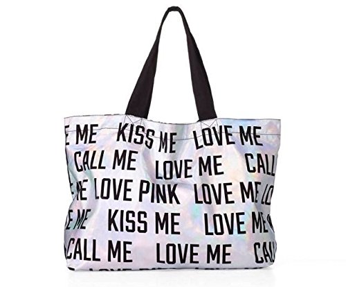 【中古】【未使用・未開封品】Victoria 's Secretピンクトートバッグin Love Kiss Call MeシルバーBling