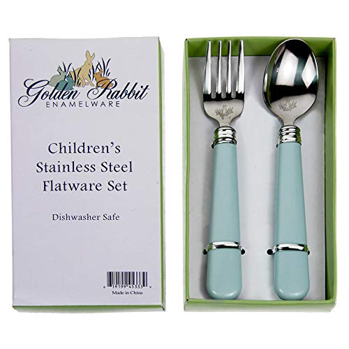 【中古】【未使用・未開封品】Golden Rabbit Enamelware Robin Egg Baby Toddler Kid Flatware Set by Peter Rabbit|AJIMURA-SHOP