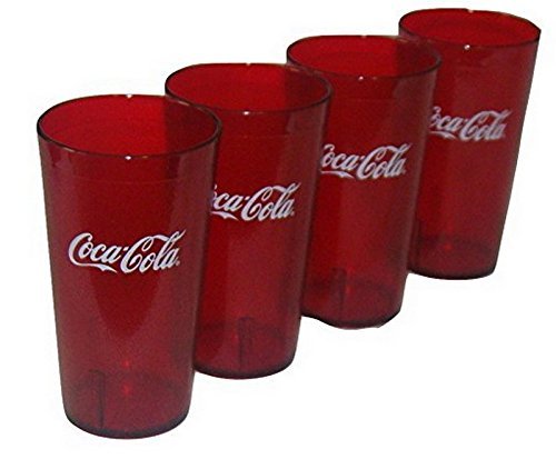 【中古】【未使用・未開封品】Coca Cola Logo Ruby Red Plastic Tumblers Set of 4 - 16oz (Coke) by Carlisle