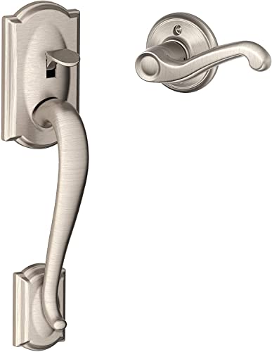 【中古】【未当て嵌める・未開封品】Schlage FE285 CAM 619 FLA LH キャメロット フロントエントリーハンドルセット 左ぎっちょ太陽フレア生き肝 下部分的に手持ち部分 繻子Ni