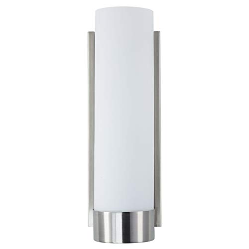 【中古】【未使用・未開封品】(Brushed Nickel) - Linea di Liara Elina Wall Sconce One Light Bath Vanity Lamp Brushed Nickel with Frosted Glass Shade LL-WL301-BN
