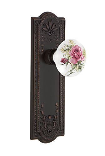 【中古】【未使用・未開封品】Nostalgic Warehouse Meadows プレート ダブルダミー ホワイト ローズ 磁器 ドアノブ 流行に左右されないブロンズ