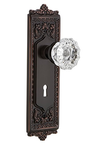 【中古】【未使用・未開封品】Nostalgic Warehouse Egg & Dart鍵穴プレートダブルダミークリスタルガラスドアノブでTimelessブロンズ