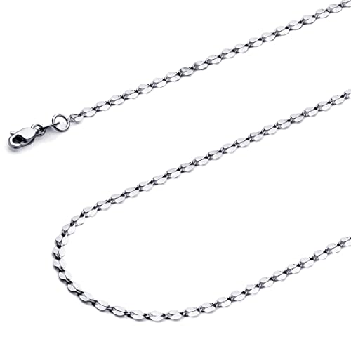 【中古】【未使用・未開封品】Wellingsale 14?Kホワイトゴールド2?mm Polished Hollowカーブミラーチェーンネックレス｜AJIMURA-SHOP
