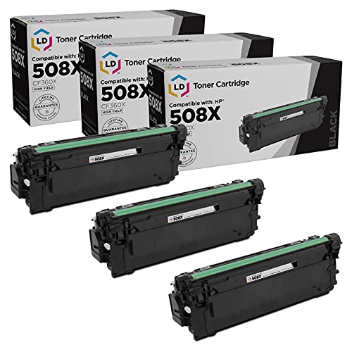 【中古】【未当て嵌める・未開封品】LD 取り替えっこトナーカートリッジ HP 508X CF360X 大静電容量取り替えっこ品 黒いこと 3個容器に並べる
