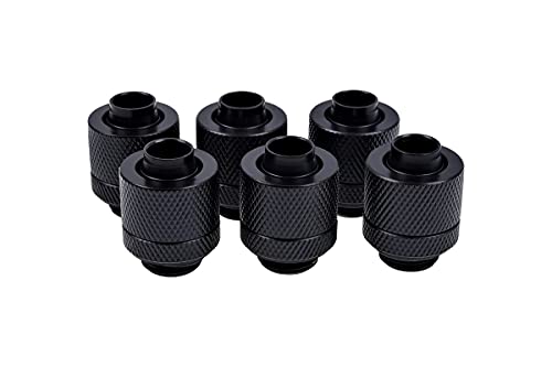 【中古】【未当て嵌める・未開封品】Alphacool Eiszapfen 13/10粍 compression fitting G1/4 - deep black sixpack