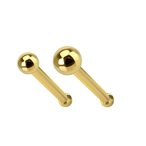 【中古】【未使用・未開封品】PiercingPoint ソリッドイエローゴールドプレーントップボール22ゲージボールエンドノーズスタッド 9ct 3個パック|AJIMURA-SHOP