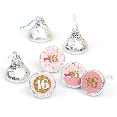 【中古】【未使用・未開封品】Sweet 16 - Party Round Candy Sticker Favors - Labels Fit Hershey's Kisses (1 sheet of 108) by Big Dot of Happiness
