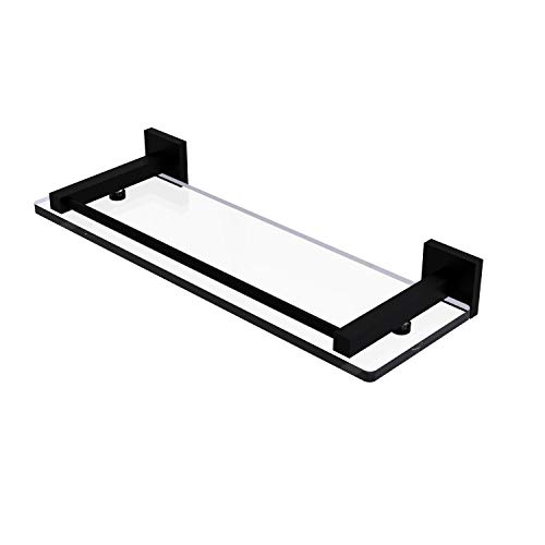 【中古】【未使用・未開封品】Montero Collection 16 Inch Glass Shelf with Gallery Rail - MT-1-16-GAL-BKM