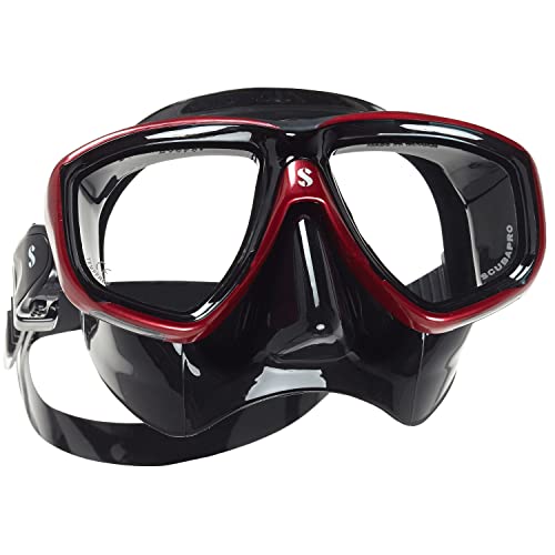 【中古】【未当て嵌める・未開封品】恍ける スキューバプロ SCUBAPRO FLUX TWIN MASK 黒いこと/赤いこと スポーツ・アウトドア-マリンスポーツ-マスク