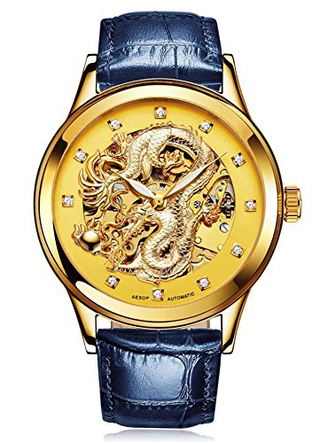 【中古】【未使用・未開封品】mastopスイス腕時計メンズブランド自動Mechanical Luminous Watch Hollow Golden Watch (ブルー)｜AJIMURA-SHOP