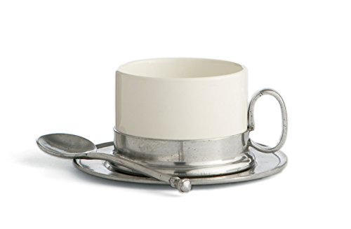 【中古】【未使用・未開封品】Arte Italica Tuscan Cappuccino Cup & Saucer with Spoon, White｜AJIMURA-SHOP