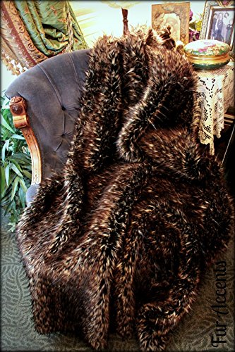 【中古】【未使用・未開封品】ブラウンとブラックとタンSpotted Lynx???プレミアム品質ファー???Designer Plush Throw Blanket???ソフトMinky Cuddleファー裏地 5'x7