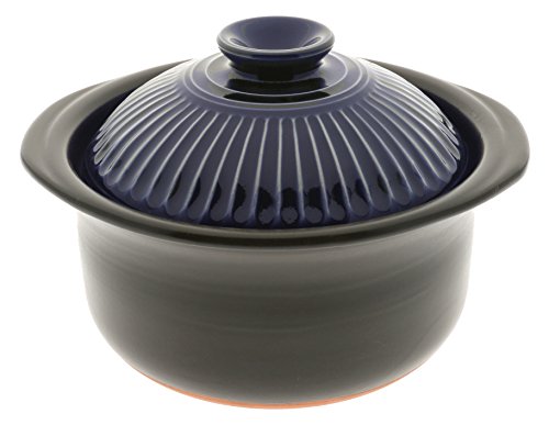 【中古】【未当て嵌める・未開封品】Kotobuki 190-808 Earthenware Rice Cooker with Matte and Cobalt Blue Spoke, Black by Kotobuki